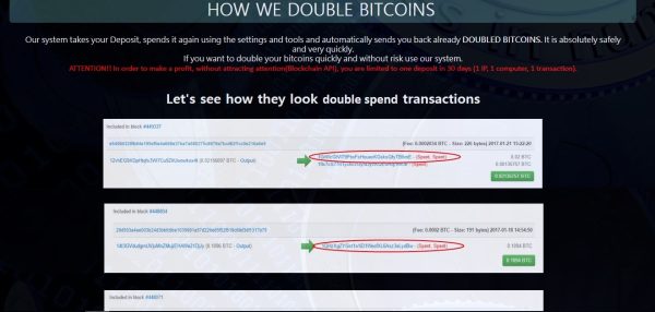 Bitcoin Double Spender PHP Script Demo