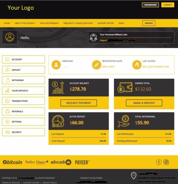 Bitcoin Hyip Script Pro Dark User Home